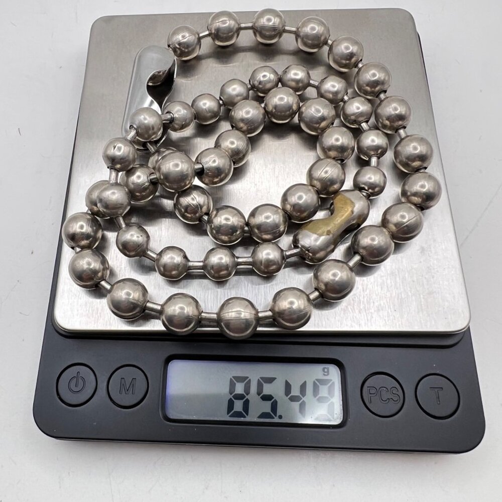 Bold Industrial Steel Ball Chain Necklace Bracelet Set 18.5" 8.5"  85.49g Unisex - Picture 7 of 10